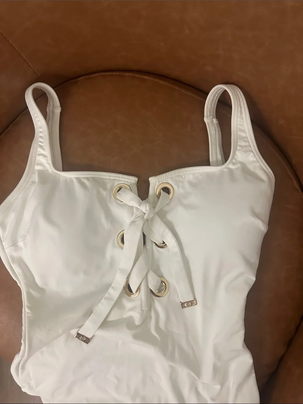 Michael Kors White Lace-Up One-Piece Swimsuit